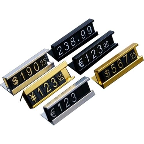 Aluminum Frame Combined Price Sign, adjustable numeral cubes tag holder furniture apparel cell phone alloy counter display stand