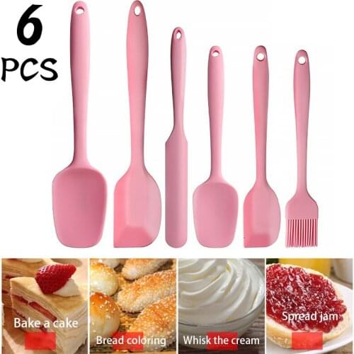 Non Stick Silicone Spatula Set Cream Scraper Heat-Resistant Turner Bread Cake Butter Spatula Mixer Oil Brush Kitchen Utensils