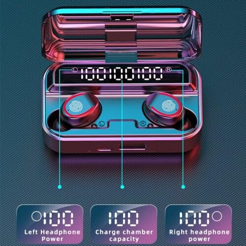 9D Sound Bluetooth 5.1 Compatible Earphones True Wireless Headphones with Charging Box Microphone for Phone Water Proof