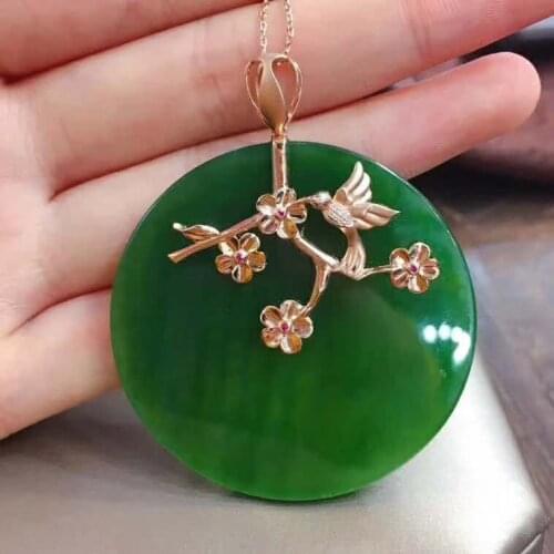 18 k gold inlaid jasper big pendantJ73