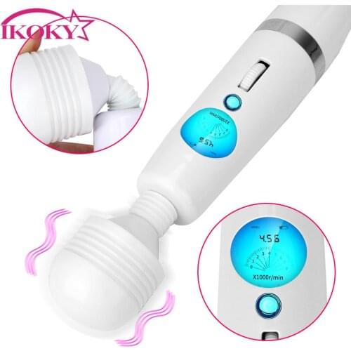 Big Magic Wand Vibrator 9 Modes 9 Speed G-spot Pussy Licking Clitoris Stimulator Massager USB charging LCD Screen