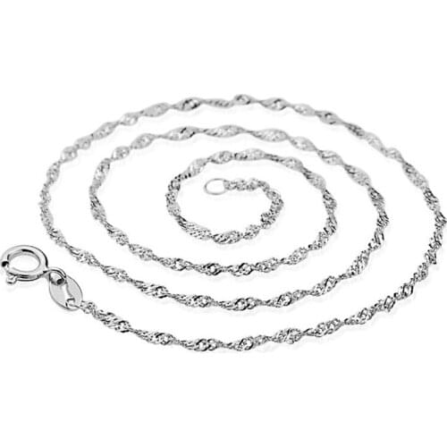 Sinya 925 sterling silver water wave chain necklace for women pendant fine jewelry accessories 2016 hot sale