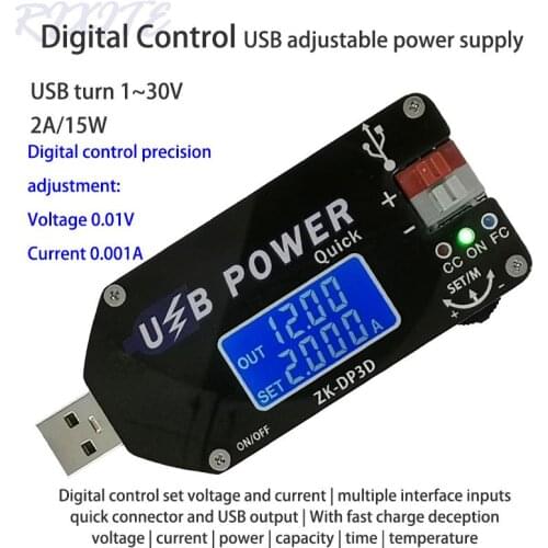 CNC USB TYEPE-C DC DC converter CC CV 1-30V 2A 15W power module adjustable regulated power supply ZK-DP3D