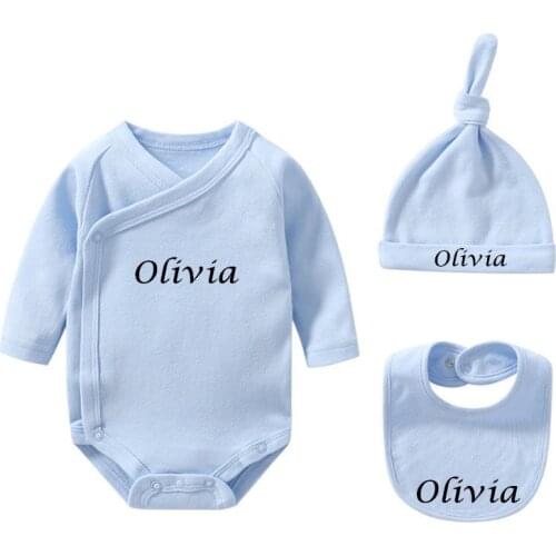 Custom Name Baby Suit Baby Clothes, Personalized Baby Onesie Baby Hat Baby Bibs Set, Birthday Party Baby Shower Baptism Gifts