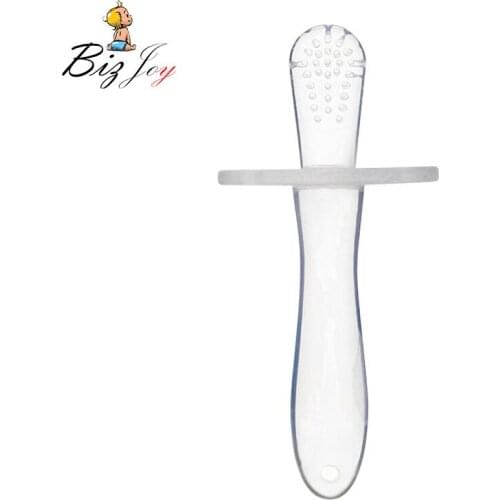 Baby Transparent Silicone Teether Kids Feeding Toddler with Bristles Handle Teeth Soothing Gum Massager Oral Hygiene BPA-Free