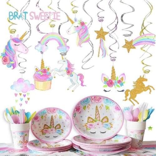 Unicorn Party Hanging Spiral Swirl Decorations Unicornio Ornaments Kids Girls Baby Shower 1st Birthday Party Supplies