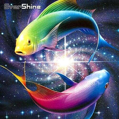 Evershine Diamond Painting Full Drill Square Animals Fish Diamond Mosaic Cross Stitch Kit Diamond Embroidery Cartoon Home Decor