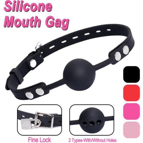 Adult Games Silicone Gag Ball BDSM Bondage Restraints Mouth Stuffed with Lock Women Oral Rixation Erotic Sex Toys for Couples