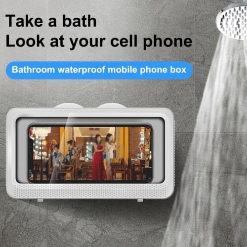 Mobile Phone Holder Wall Mounted Waterproof Phone Shelf Storage Case Box Shower Accessories for Bathroom