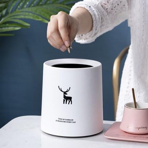 Desktop Mini Trash Can Double-layer Waste Bins Car Round Garbage Can Plastic Kitchen Storage Bucket Home Cleaning Accessories