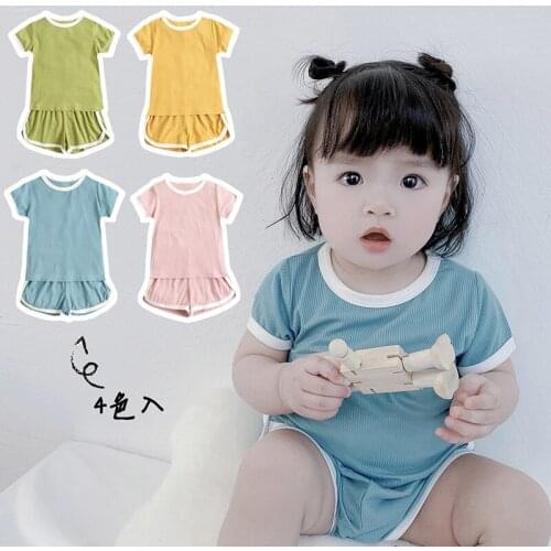 Newborn Baby Clothes Pajamas Set Cotton Summer Infant Clothes Set Short Sleeve Sleepwear Baby Bodysuit Home Suit 2PCS