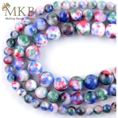 Wholesale Natural Stone Colorful Persian Jades Round Loose Beads For Jewelry Making 6/8/10mm Gem Spacer Beads DIY Bracelet 15"