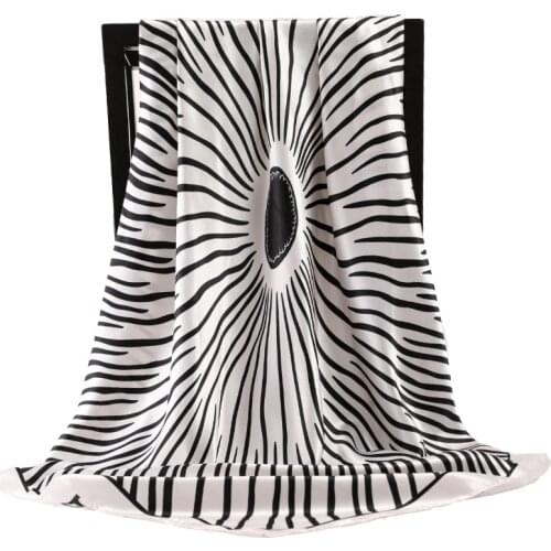 2021 Fashion Stripe Handkerchief New Print 90X90CM Silk Scarves Female Beach Dustproof Bandanna Popular Summer Sunscreen Shawls