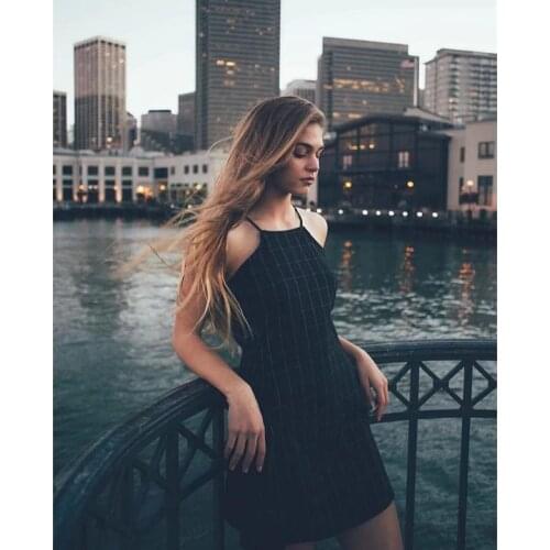 Vintage lattice pattern camisole dress ladies sexy backless summer womens tight dress Harajuku black sexy vestido clothes