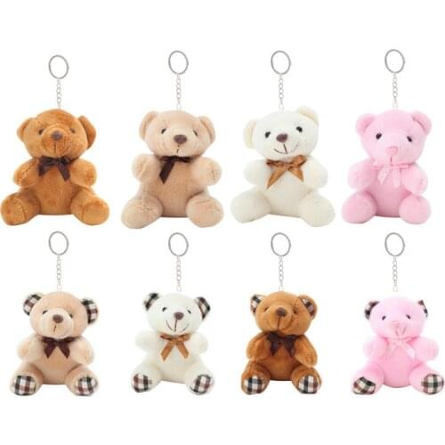 Plush Keychain Bear Pendant Plush Toys Cartoon Bouquet Wedding Activity Children Birthday Gift Boy Kids Girl Animal Doll New Q21