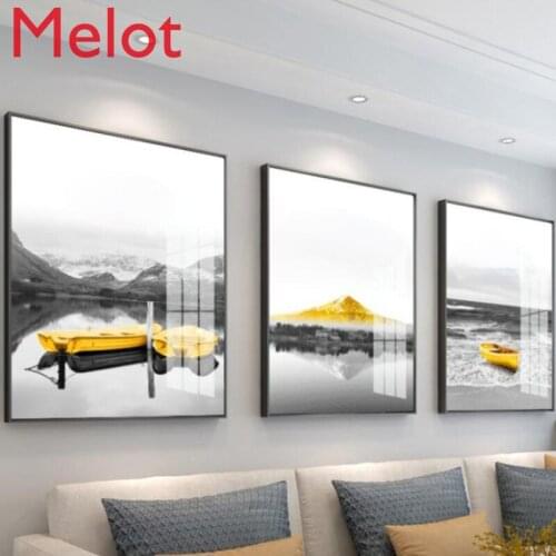 Living Room Hanging Painting Sofa Background Wall Decorative Painting Light Luxury Glass Crystal Porcelain Three-Piece Painting