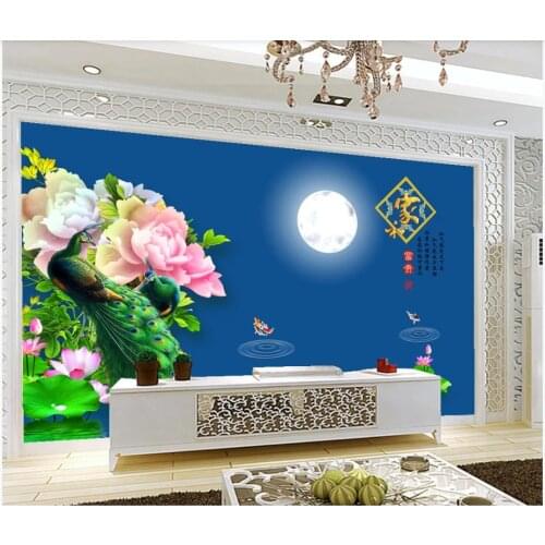 Custom photo wallpaper 3d mural wallpaper for walls 3d Modern starry sky peony peacock flower TV background wall decoration