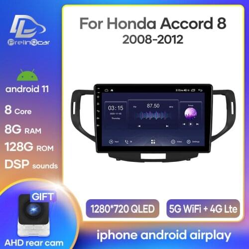 Prelingcar Android 10 For Honda Accord 8 2008 2009 2010 2012 Aura TSX Car Radio Multimedia Video Player GPS Navigation NO 2 Din