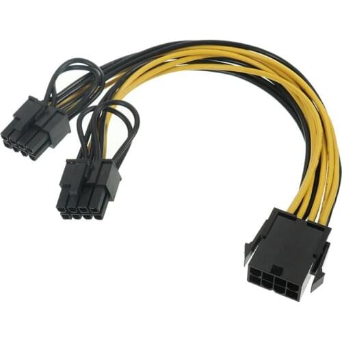 PCI Express Graphics Card Connector PC Power Supply Cable CPU 8pin to 2 PCIE 8(6+2)pin Cable Power Splitter for BTC Miner Mining