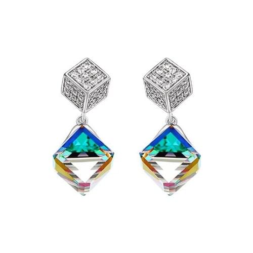 Crystal Stone Square Design Earring Studs Color Elegant Fashion Women Jewelry Girl Gifts SHR002