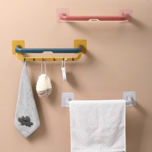 Towel rack free punching toilet bathroom suction cup rack bath towel rack Nordic minimalist creative double pole holder