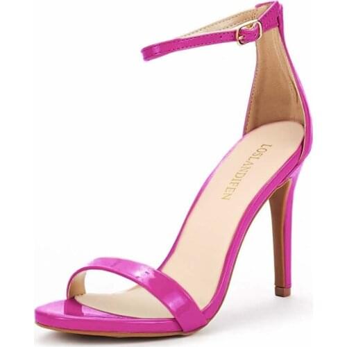 LOSLANDIFEN Women Sandals Open Toe Ankle Strap Sandal Sexy Thin High Heels Party Wedding Dress Shoes Plus Size 102-30PA