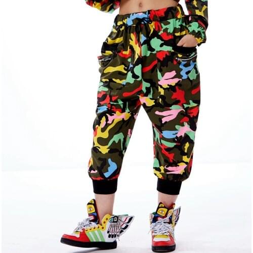 Heroprose spring summer Women dance Trousers ds costume Multi-pockets Capris sweatpants female Jazz Camo harem Hip hop pants