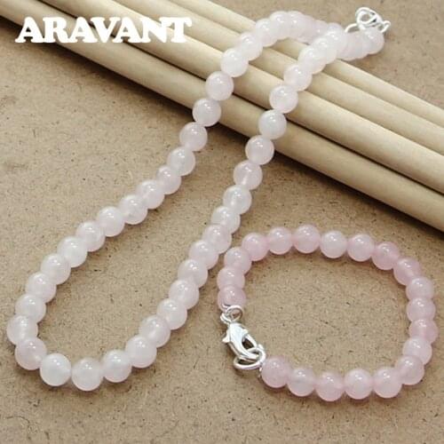 100% Freshwater Pearl Jewelry Sets 925 Silver Jewelry Pink Pearl Bracelet Necklace Set For Women