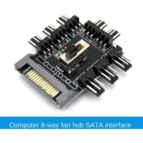 1 To 8 3Pin Fan Hub Pwm Sata Molex Splitter PC Mining Cable 12V Power Suppply Cooler Cooling Speed Controller Adapter