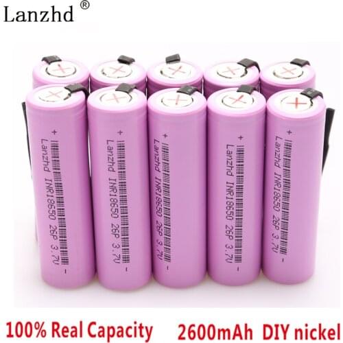 10-40PCS 18650 batteries INR18650 for samsung Battery 18650 Rechargeable batteries Li ion 2600mAh 3.7V DIY Nickel Sheets
