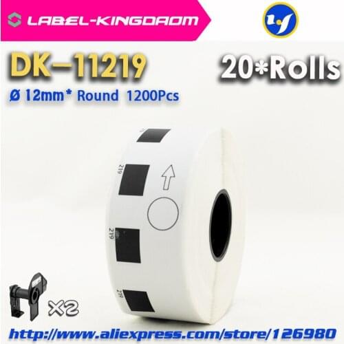 20 Refill Rolls Compatible DK-11219 Label Diameter 12mm Round 1000Pcs Compatible for Brother Printer QL-570/700/710/720 DK-1219