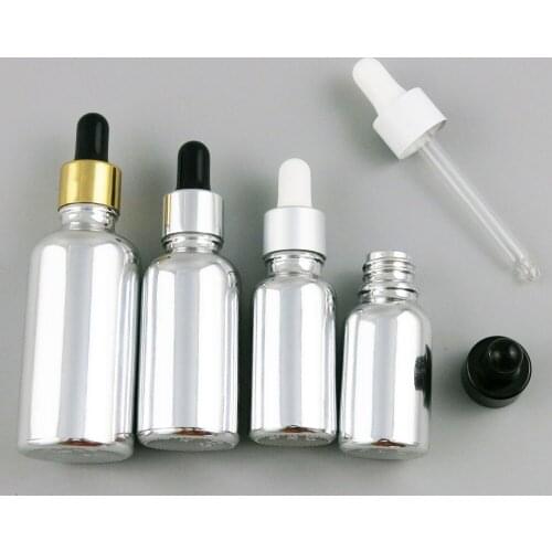 200 x Refillable Empty Silver Glass Essential Oil Bottle With Aluminium Drop 5ml 10ml 20ml 30ml 50ml 100ml