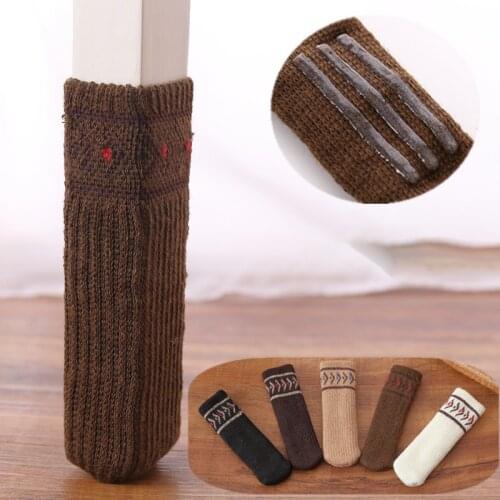 4Pcs High Elastic non-slip Knitted Table Chair Feet Leg Sock Double-layer Furniture Floor Protector Bottom Pad Noise Reduction