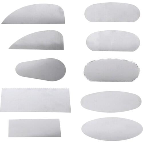 B0KB 10PCS Pottery Clay Steel Scraper For Polymer Steel Cutter Ceramic Serrated Tools