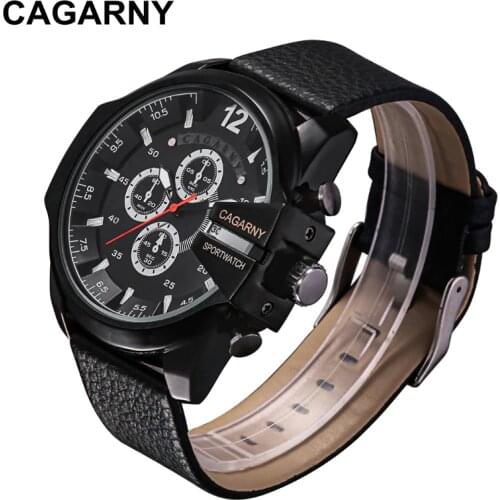 Brand Cagarny Quartz Watches Men Watch Mens Military Wristwatches Leather Wristband Date Sport Watch Relogios Masculino D 6839