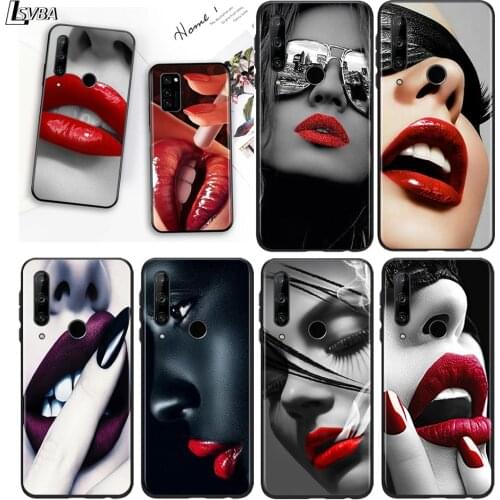 Beauty Red Lips for Honor 30S 30i 30 View V 20 Pro 5G 20S 20E 10X 10 10i 9N 9C 9S 9X Lite Black Phone Case