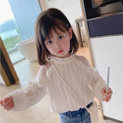 Spring Autumn Girls Shirt Long Sleeve ChildrenS Clothing Love Korean Personality Lapel Baby Kids Pure White Shirt Casual Top