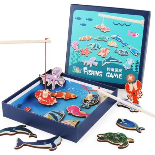 Kids Magnets Fishing Games Montessori Educational Wooden Toys For Children Montessori Materials Magnetic Toy Christmas Gift