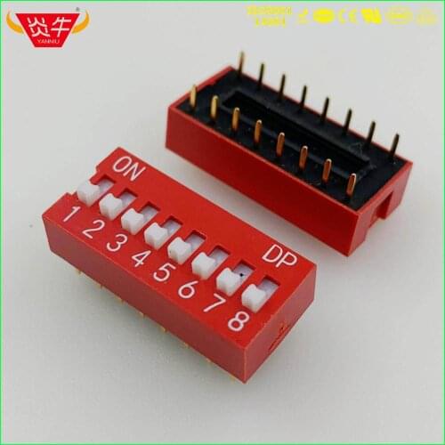 DIP SWITCH NDS SLIDE TYPE 2.54mm MODULE 1 2 3 4 5 6 7 8 10 PIN POSITION WAY DIP PITCH TOGGLE SWITCH RED SNAP SWITCH DIAL SWITCH