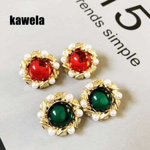 Sweet Elegant Small Pearl Opal Red Green Clip Earring