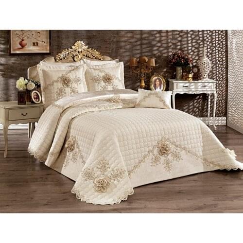 Elegant Special Design French Lace Guipure Double Coverlet Set Bed Cover Bedspread Set Pillowcases Decorative Pillow Cover-GLPRI
