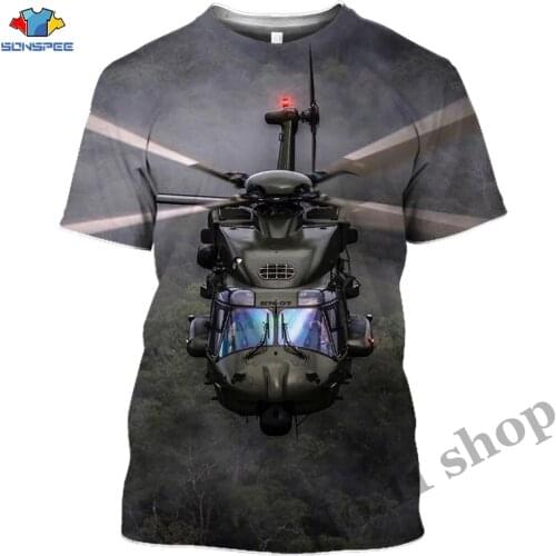 Helicopter T-shirt Harajuku 3D print Man Woman Clothes Hip Hop T Shirt Aircraft Short Sleeve Plane Set Shirt Streetwear Pullover