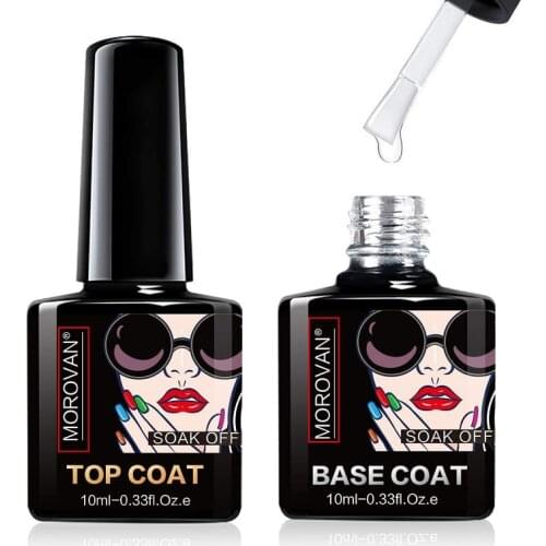 1PCS 10ml No Wipe Base Top Coat Gel Nail Polish Long-lasting Shine Top Coat UV LED Soak Off Nails Art Gel Varnish for Manicures