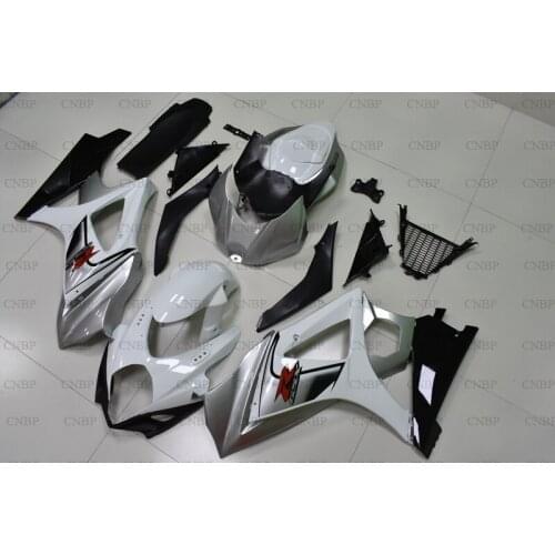 GSX R 1000 2007 - 2008 K7 Bodywork for Suzuki GSXR1000 07 Abs Fairing GSXR 1000 2007 Silver White Plastic Fairings