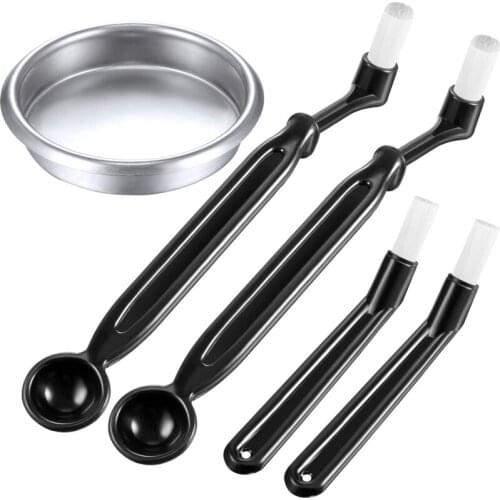 Quality Coffee Machine Cleaning Set, 4 Pieces Coffee Machine Brush with Spoon and 1 Piece 58 Mm Stainless Steel Back Flush Ins