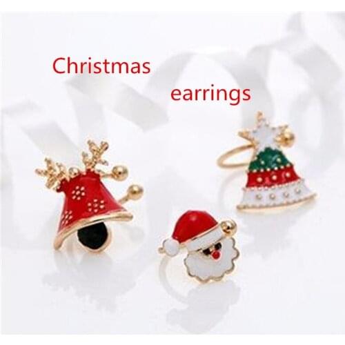 Korean Fashion Jewelry Ear Clip Without Pierced Ears Cute Christmas santa,Christmas Without Pierced Ear Clip