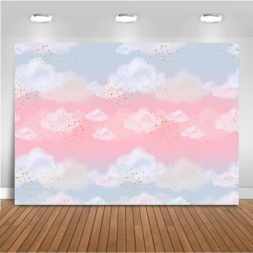 Colorful Rainbow Clouds Backdrop for Photography Newborn Baby Shower Party Decoration Supplies Family Party Wall Dessert Table
