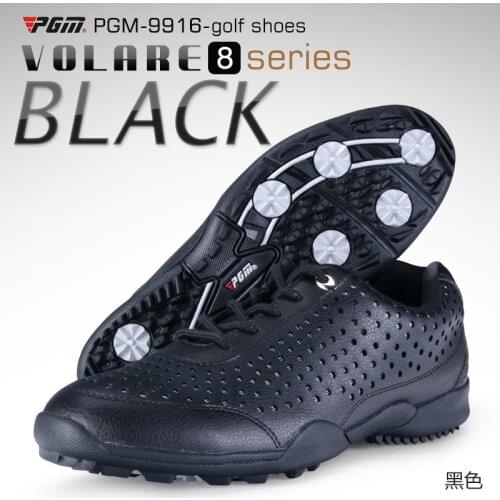 PGM Men Soft Leather Golf Shoes Breathable Mesh Sneakers Spikes Nails Lightweight Training Golf Sports Shoes