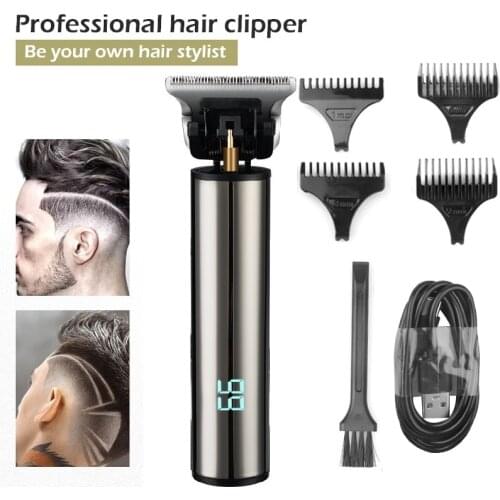 Electric Hair Trimmer Professional USB Rechargeable Cordless LCD Hair Clipper for Men Beard Shaver Cutting Machine Hair Remover