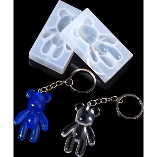 Fashion Bear Shape Animals Keychain Epoxy Resin Molds Silicone Casting Molds For DIY Toys Key Chain Jewelry Making Findings